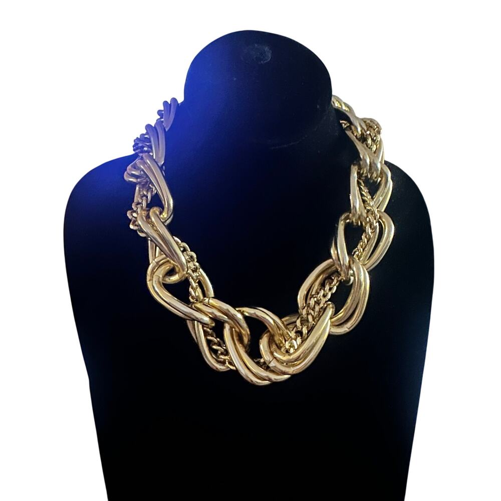 Chunky Gold Chain Necklace Toggle Clasp Statement